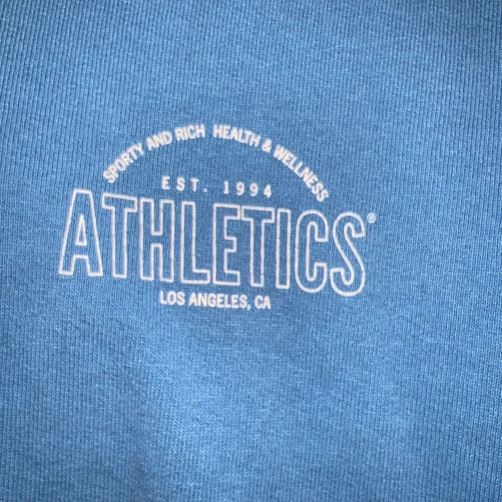 SPORTY & RICH WELLNESS CLUB HOODIE NAVY BLUE WHITE UNISEX ADULT MENS XL - Picture 2 of 5